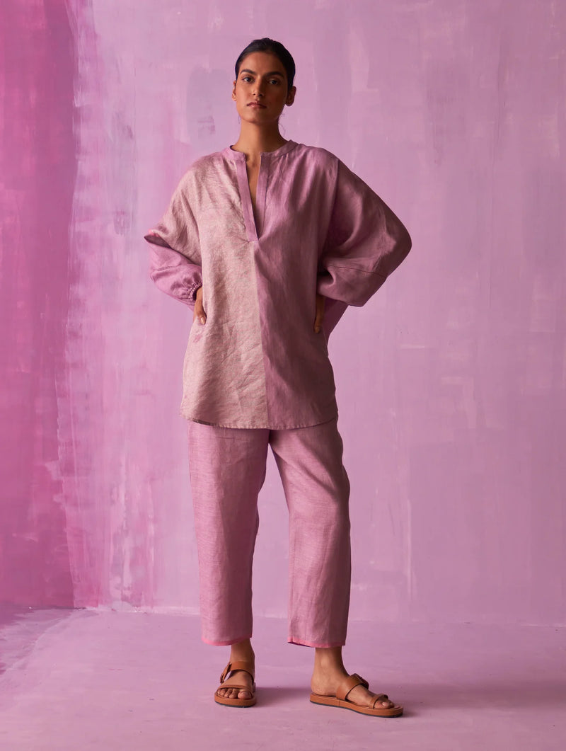 Ana Metallic Linen Co-ord Set - Lavender by Manan for women in Singapore