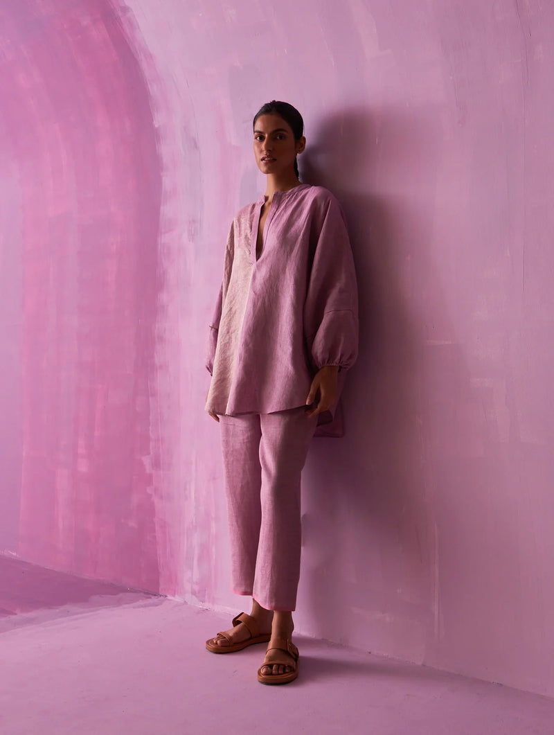 Ana Metallic Linen Co-ord Set - Lavender by Manan for women in Singapore