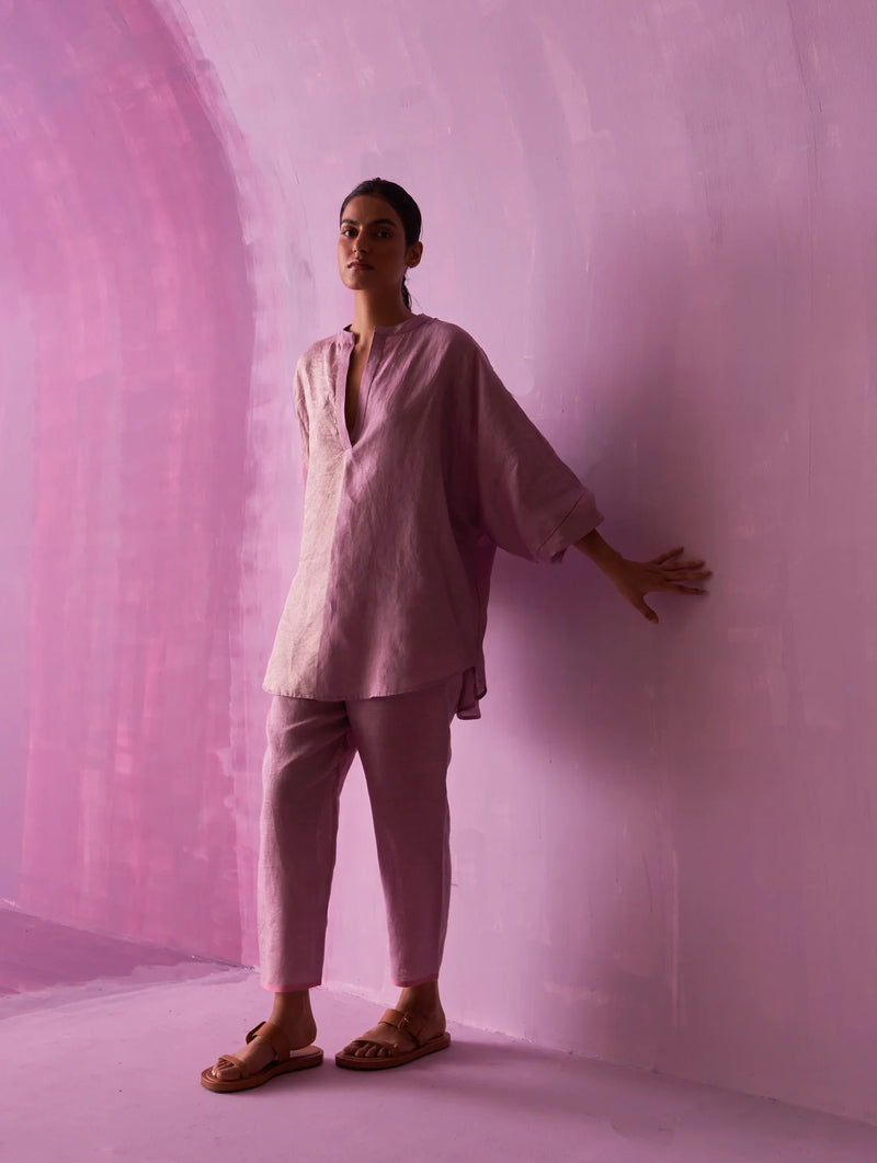 Ana Metallic Linen Co-ord Set - Lavender by Manan for women in Singapore