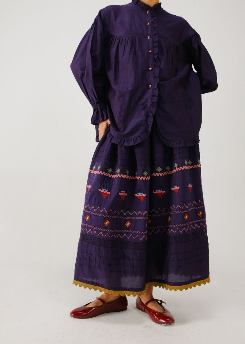 Fiji set-Ink folk emb. silk by CORD for women in Singapore