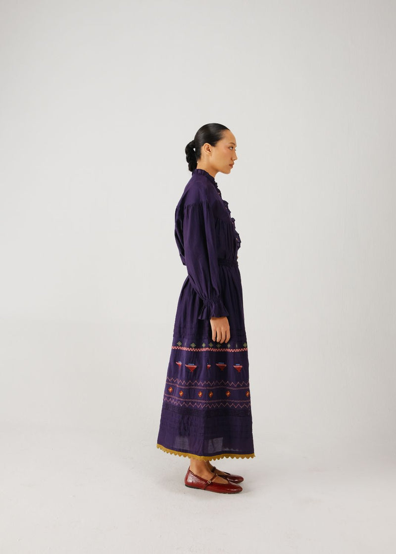Fiji set-Ink folk emb. silk by CORD for women in Singapore