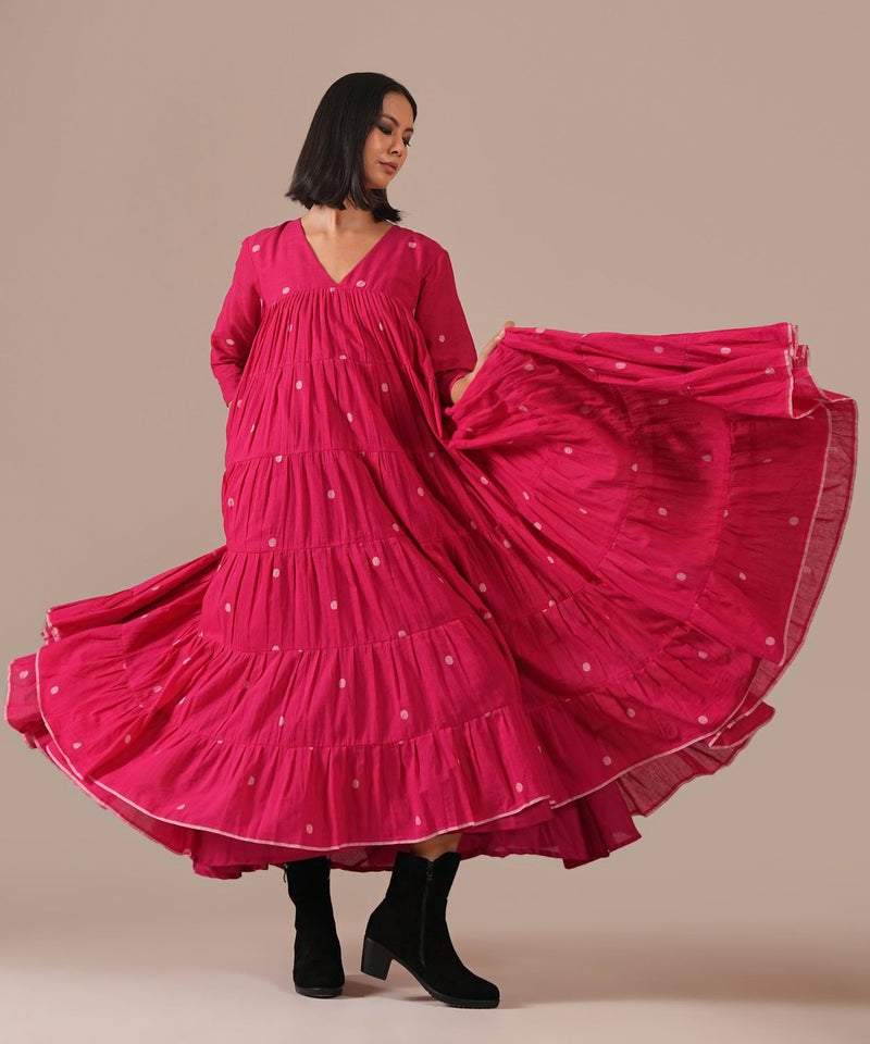 FUCHSIA HALO DRESS 100% cotton Buy FUCHSIA HALO DRESS from C&W | Dresses for Women by Indigo Dreams in red color for women in Singapore