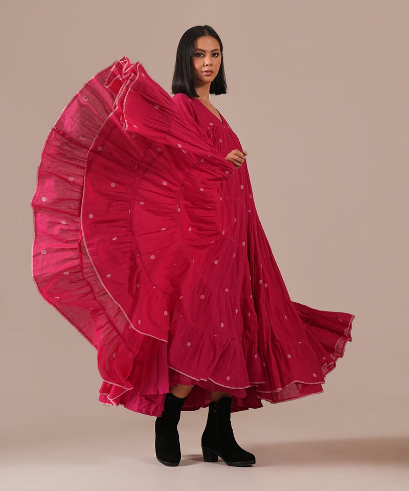 FUCHSIA HALO DRESS 100% cotton Buy FUCHSIA HALO DRESS from C&W | Dresses for Women by Indigo Dreams in red color for women in Singapore