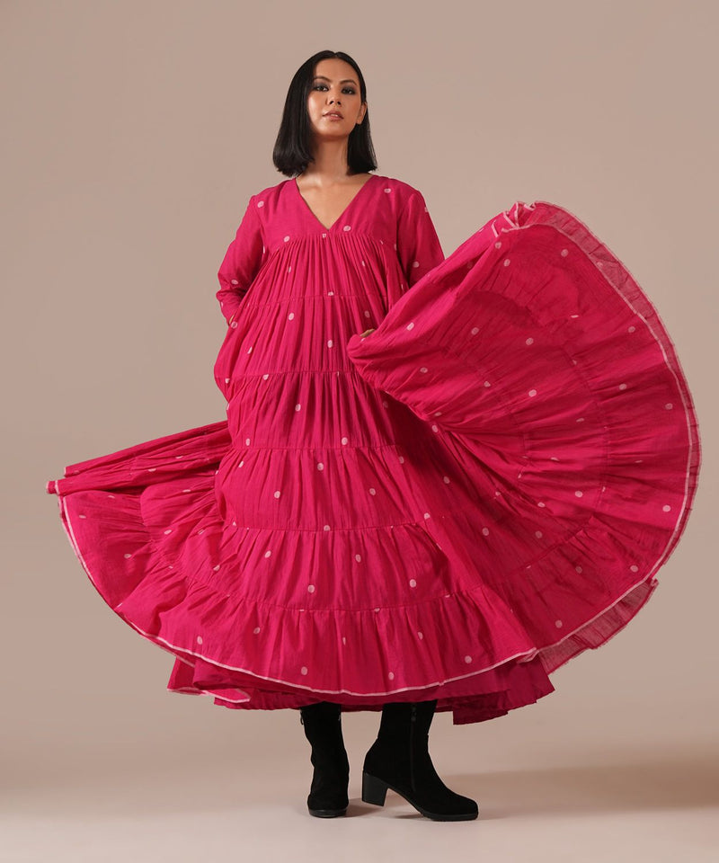 FUCHSIA HALO DRESS 100% cotton Buy FUCHSIA HALO DRESS from C&W | Dresses for Women by Indigo Dreams in red color for women in Singapore