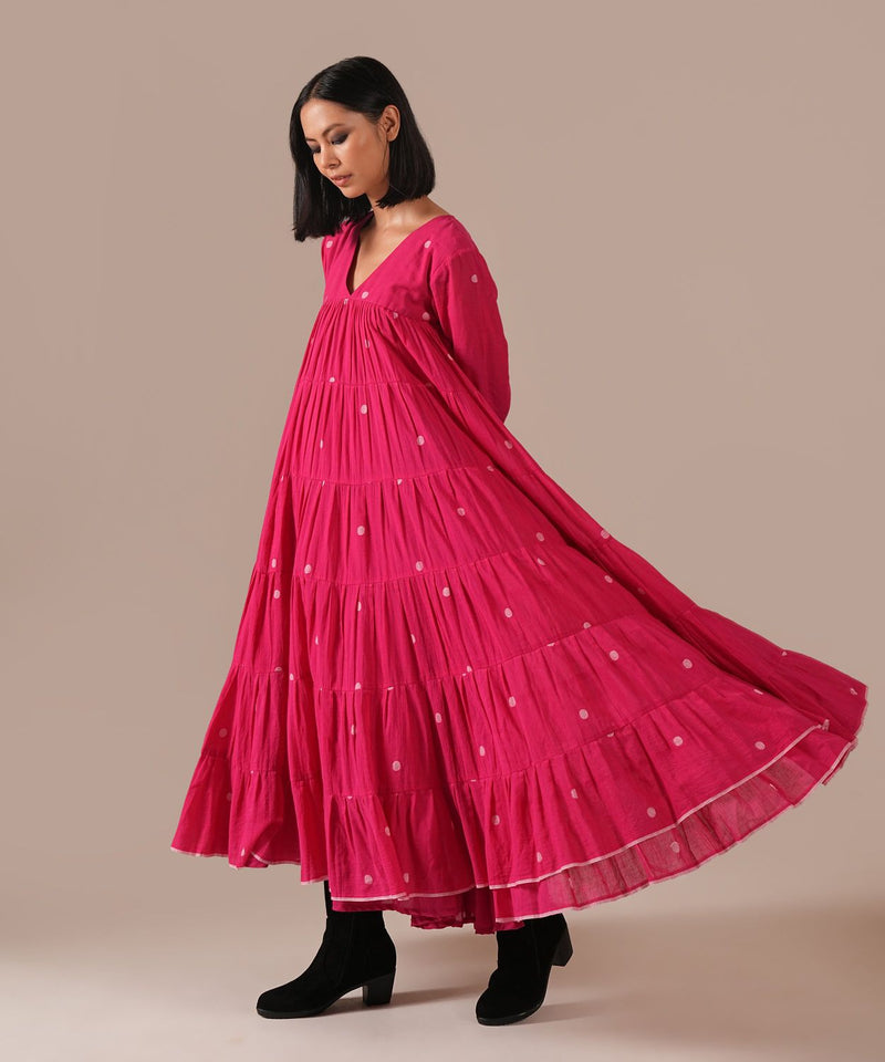 FUCHSIA HALO DRESS 100% cotton Buy FUCHSIA HALO DRESS from C&W | Dresses for Women by Indigo Dreams in red color for women in Singapore