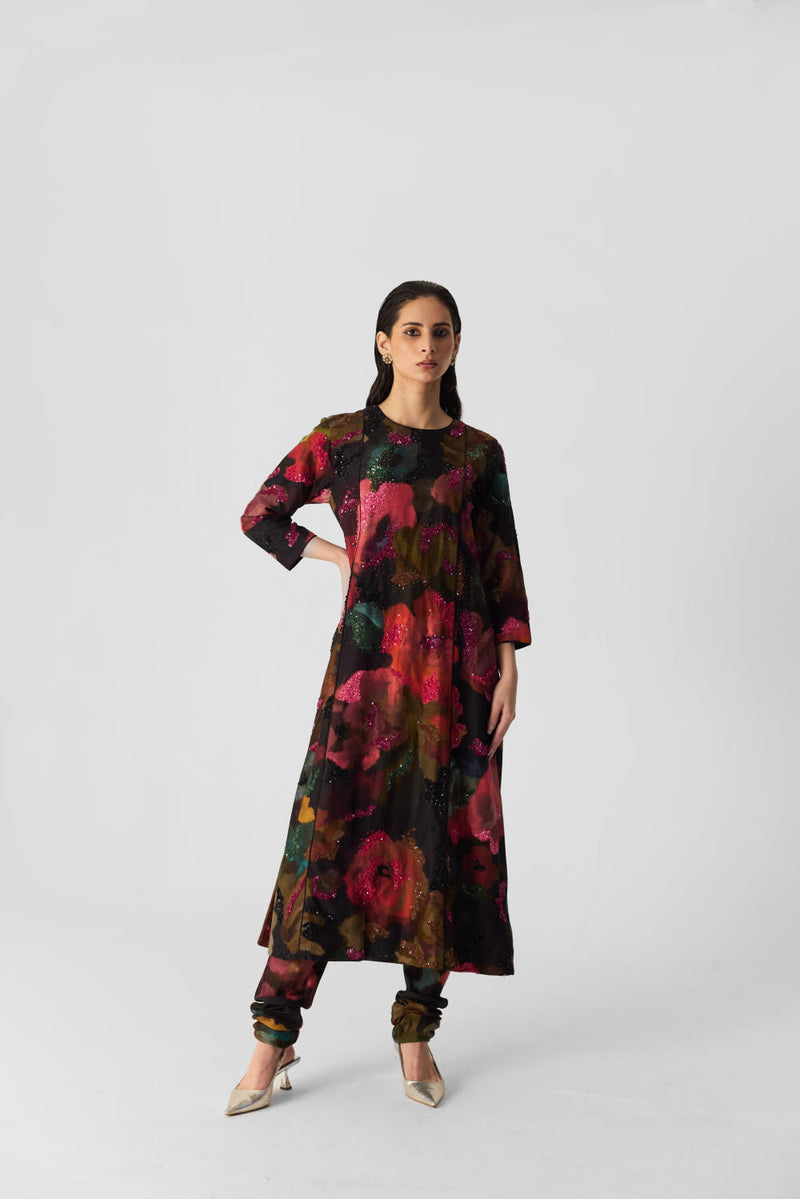 FURONG KALIDAR KURTA SET silk by Yam in multi color for women in Singapore
