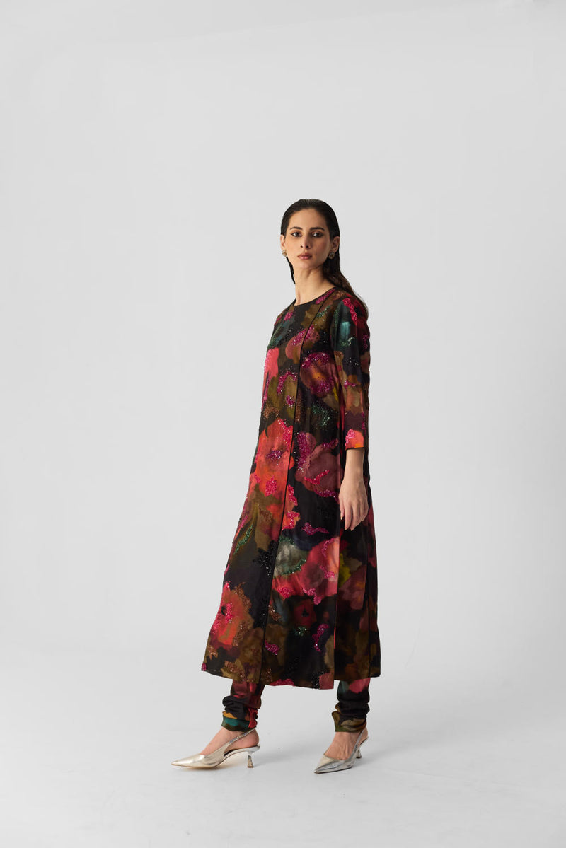 FURONG KALIDAR KURTA SET silk by Yam in multi color for women in Singapore