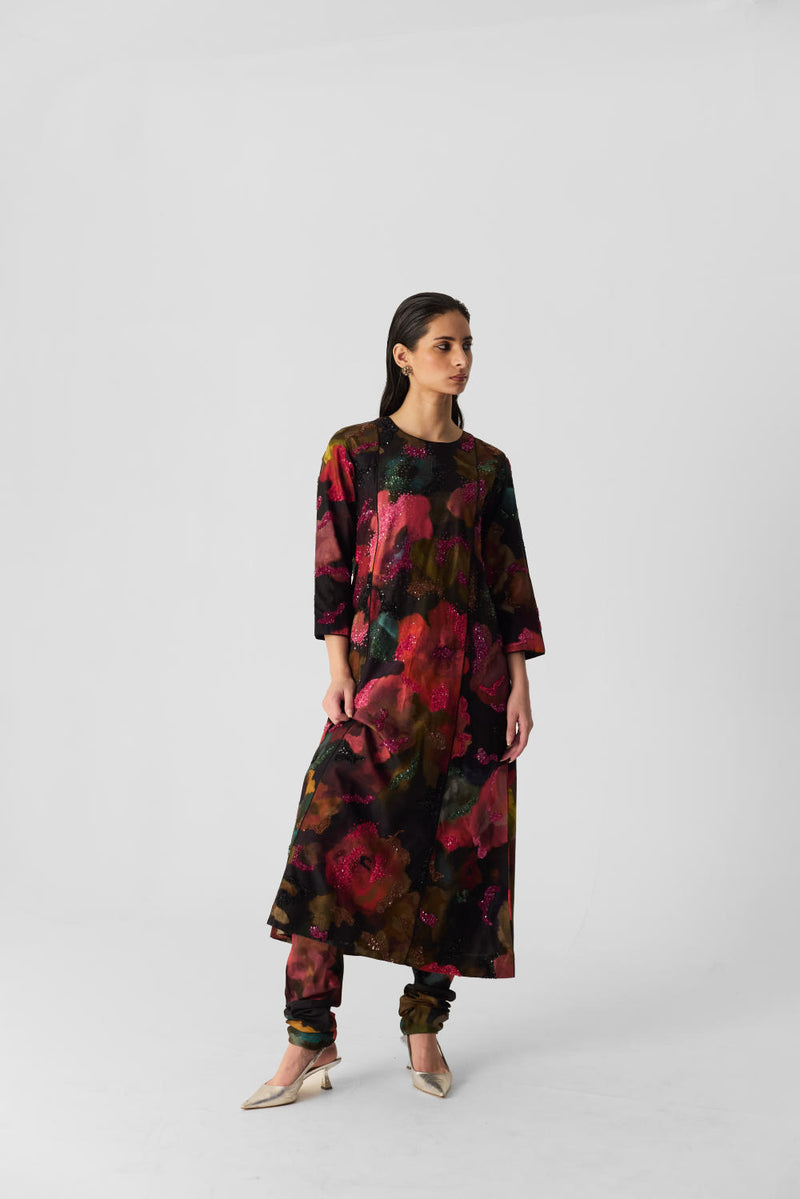 FURONG KALIDAR KURTA SET silk by Yam in multi color for women in Singapore