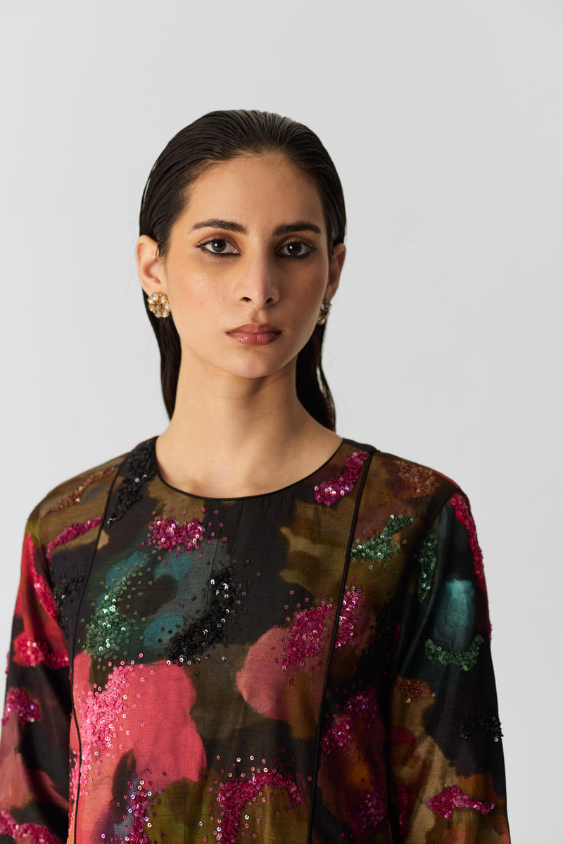 FURONG KALIDAR KURTA SET silk by Yam in multi color for women in Singapore