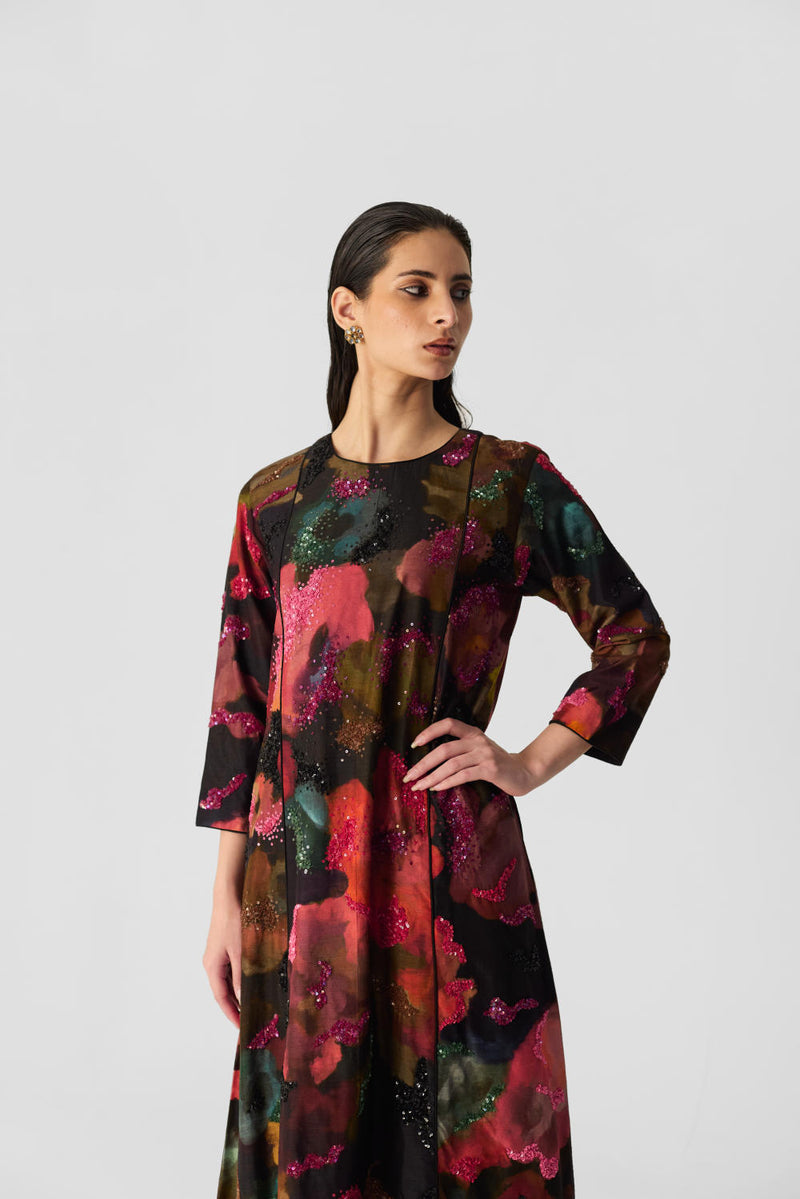 FURONG KALIDAR KURTA SET silk by Yam in multi color for women in Singapore