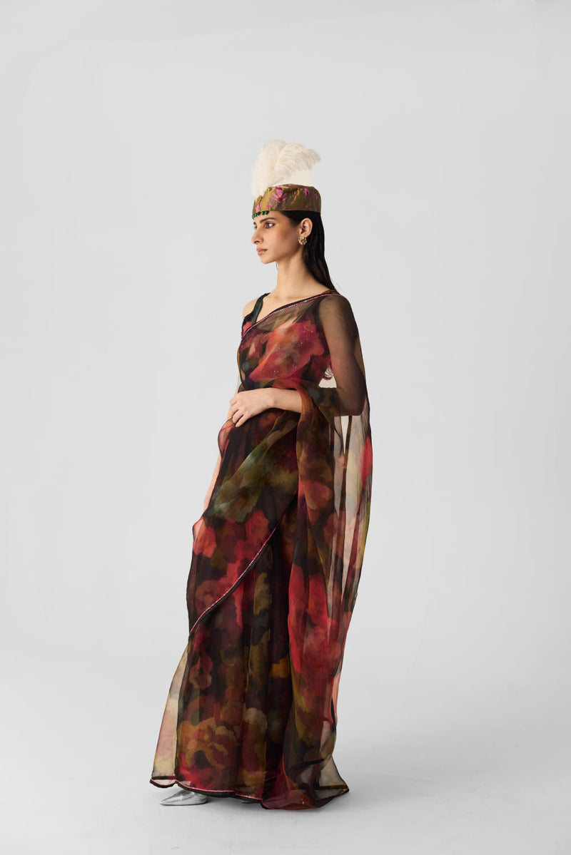 FURONG SAREE organza by Yam in multi color for women in Singapore