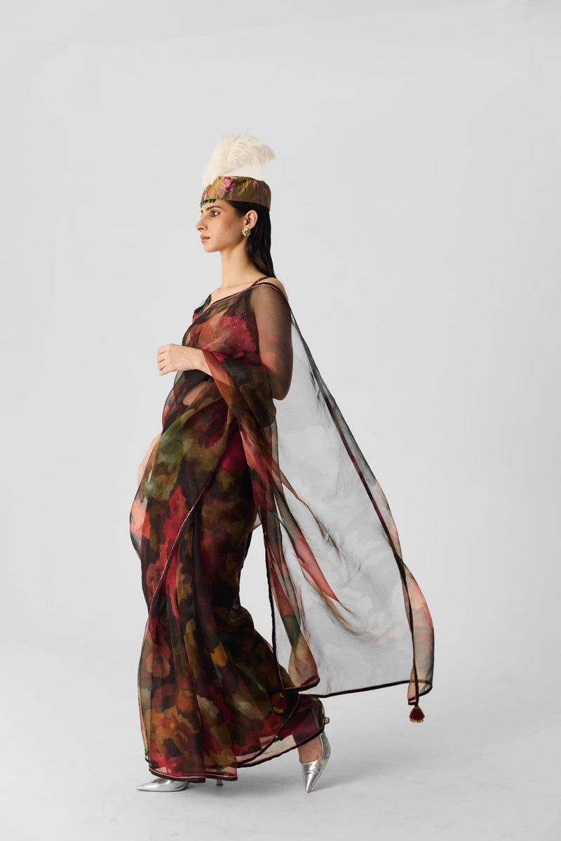 FURONG SAREE organza by Yam in multi color for women in Singapore