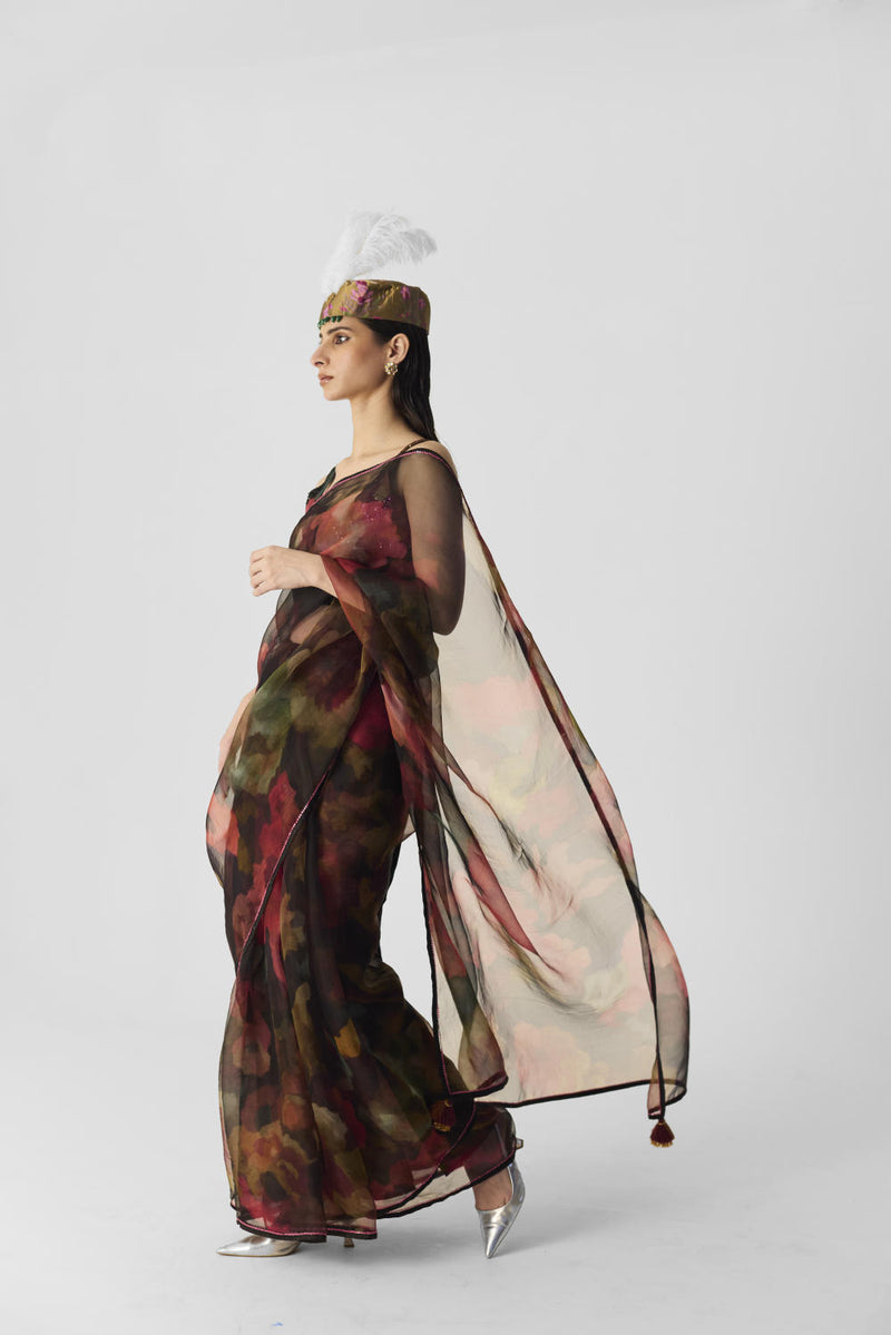 FURONG SAREE organza by Yam in multi color for women in Singapore