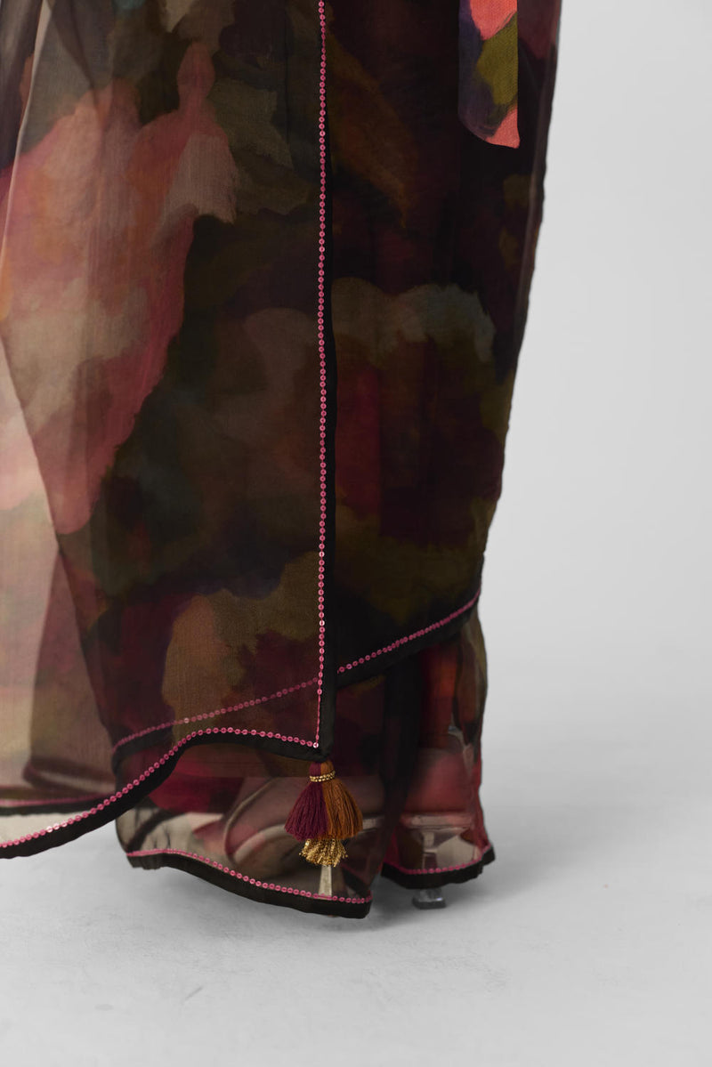 FURONG SAREE organza by Yam in multi color for women in Singapore