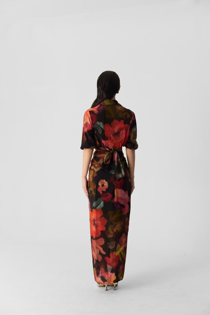FURONG TIE UP TOP & SKIRT SET mul by Yam in multi color for women in Singapore
