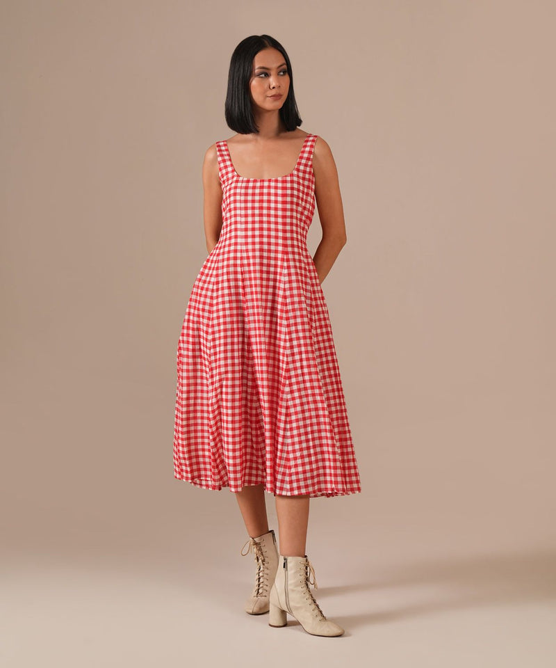 GARNET MIST DRESS 100% cotton Buy GARNET MIST DRESS from C&W | Dresses for Women by Indigo Dreams in red color for women in Singapore