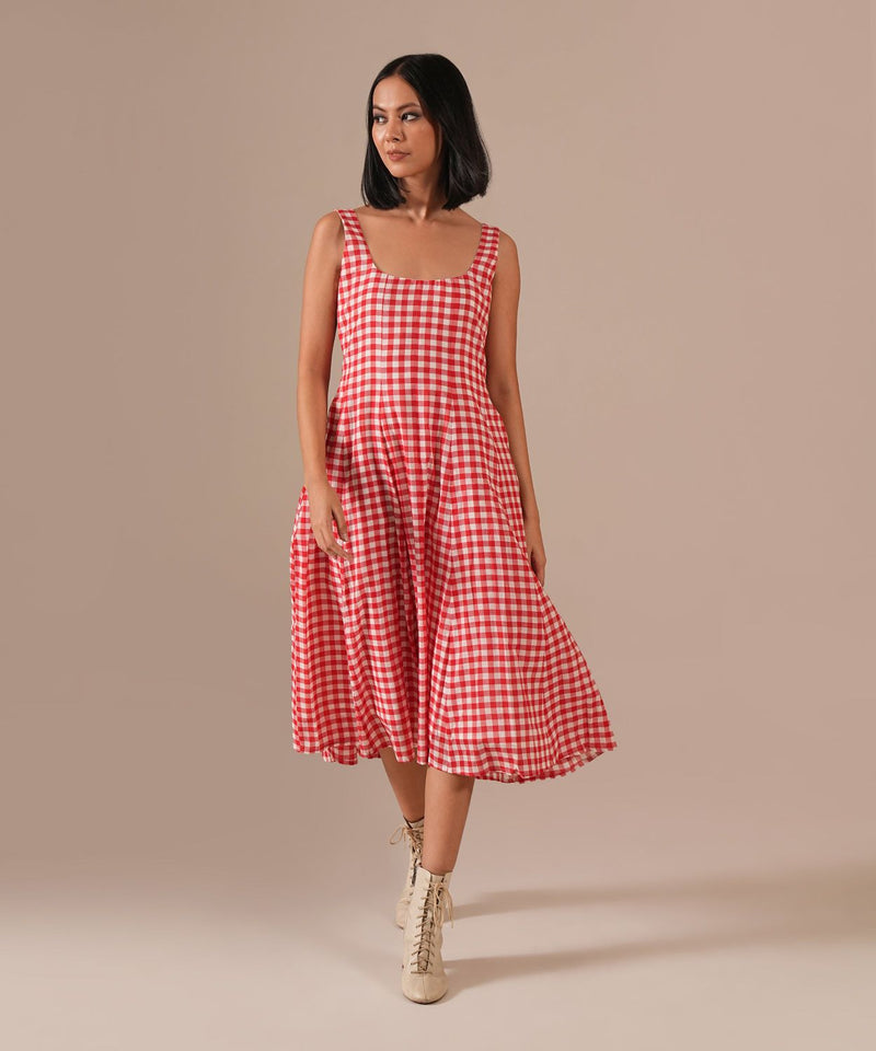 GARNET MIST DRESS 100% cotton Buy GARNET MIST DRESS from C&W | Dresses for Women by Indigo Dreams in red color for women in Singapore