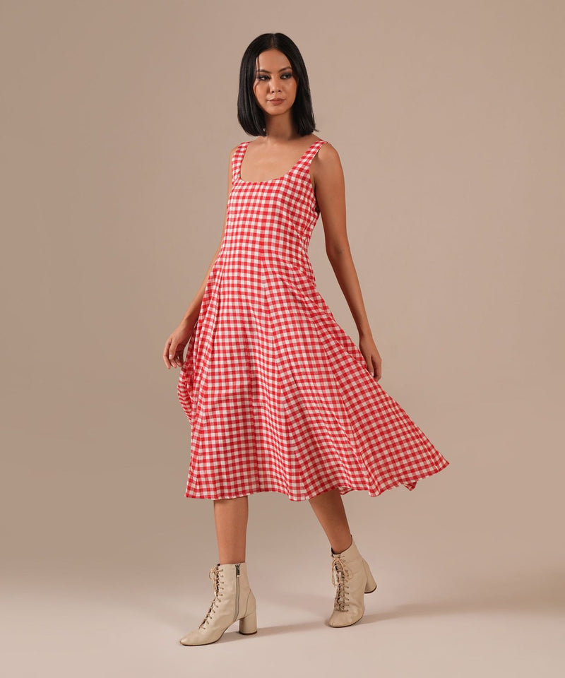 GARNET MIST DRESS 100% cotton Buy GARNET MIST DRESS from C&W | Dresses for Women by Indigo Dreams in red color for women in Singapore