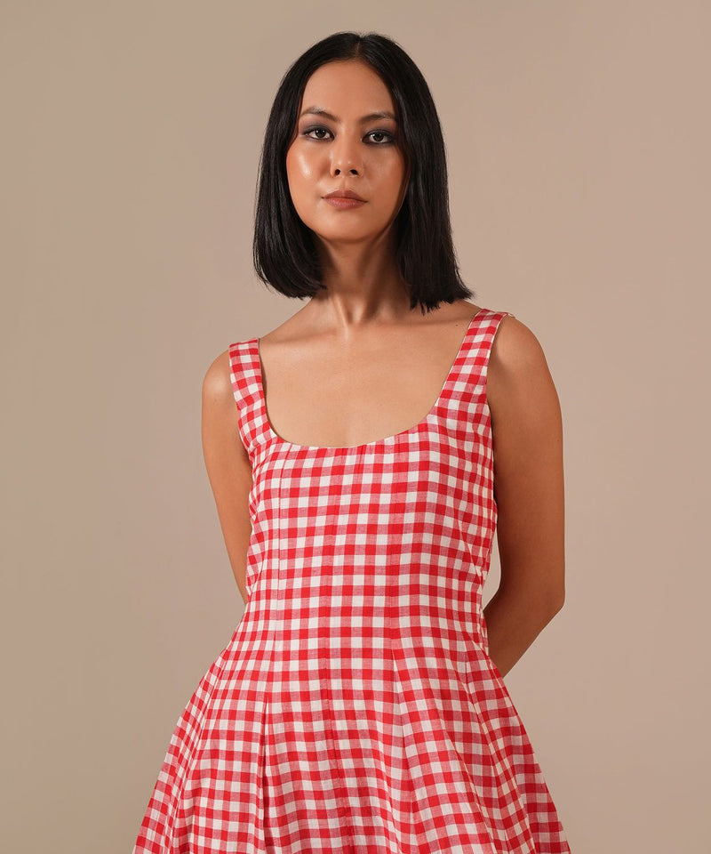 GARNET MIST DRESS 100% cotton Buy GARNET MIST DRESS from C&W | Dresses for Women by Indigo Dreams in red color for women in Singapore