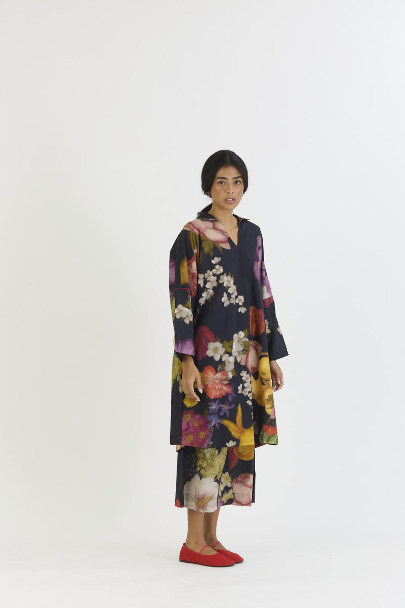 GLORY BLACK COTTON KURTA SET cotton by Yam for women in Singapore