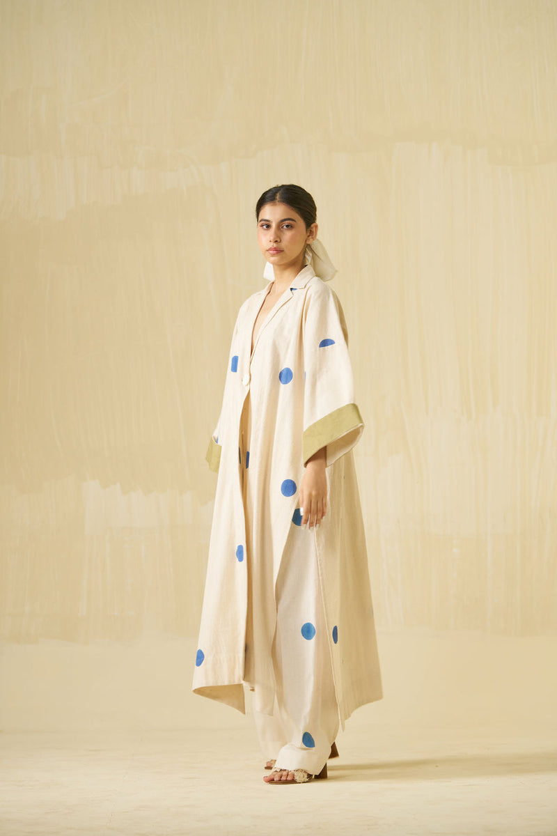 Honey Pants-Natural + Sweet pea Blue handwoven cotton pant/trouser by Stoique in natural, sweet pea blue for women in Singapore