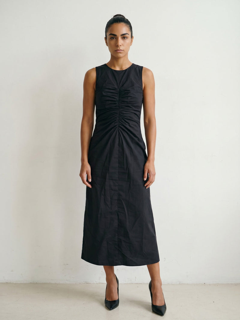 Sarah Noir Dress poplin dress by Doodlage in black for women in Singapore