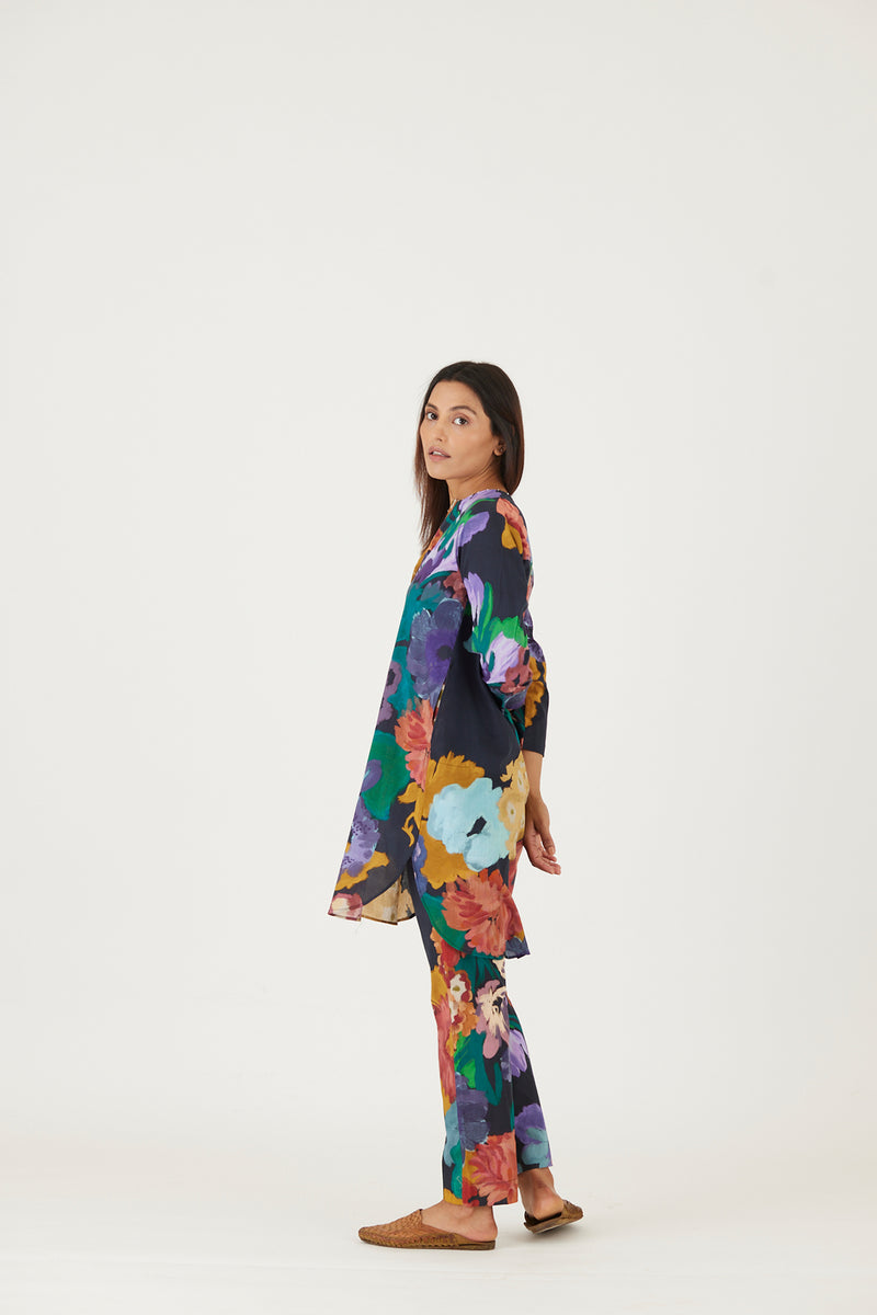 FARAH BLACK COTTON KURTA SET Kurta Sets by Yam for women in Singapore