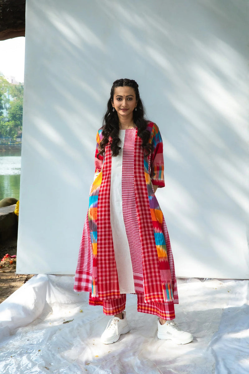 The Cloud Cluster 16 Panelled Set gamcha co-ord set by 145 East in multicolour, red, white for women in Singapore