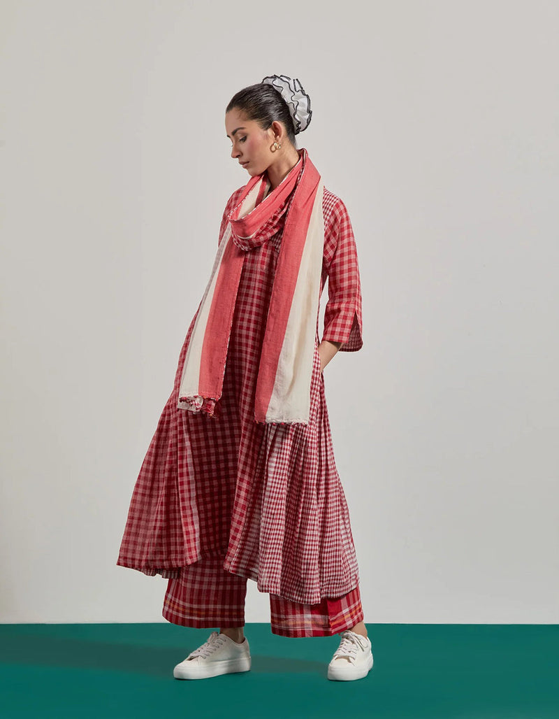 Red Overlap Pleated Set gamcha co-ord set by 145 East in red for women in Singapore