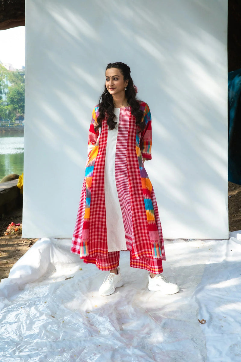 The Cloud Cluster 16 Panelled Set gamcha co-ord set by 145 East in multicolour, red, white for women in Singapore