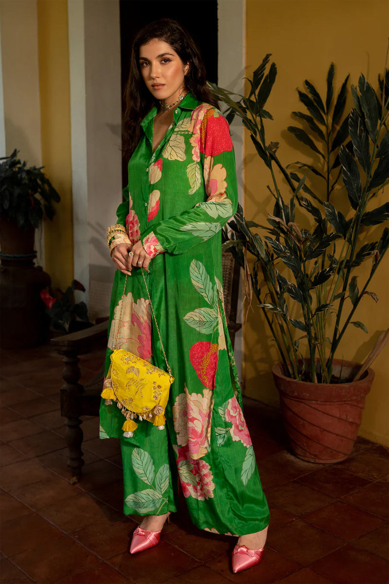 Lacey Kurta Set crepe kurta/kurta set by Paulmi & Harsh in green for women in Singapore