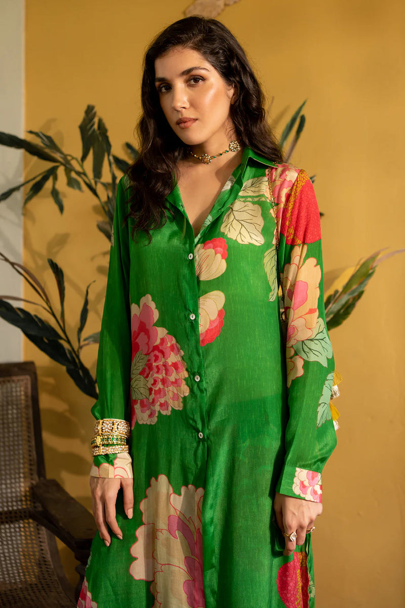 Lacey Kurta Set crepe kurta/kurta set by Paulmi & Harsh in green for women in Singapore