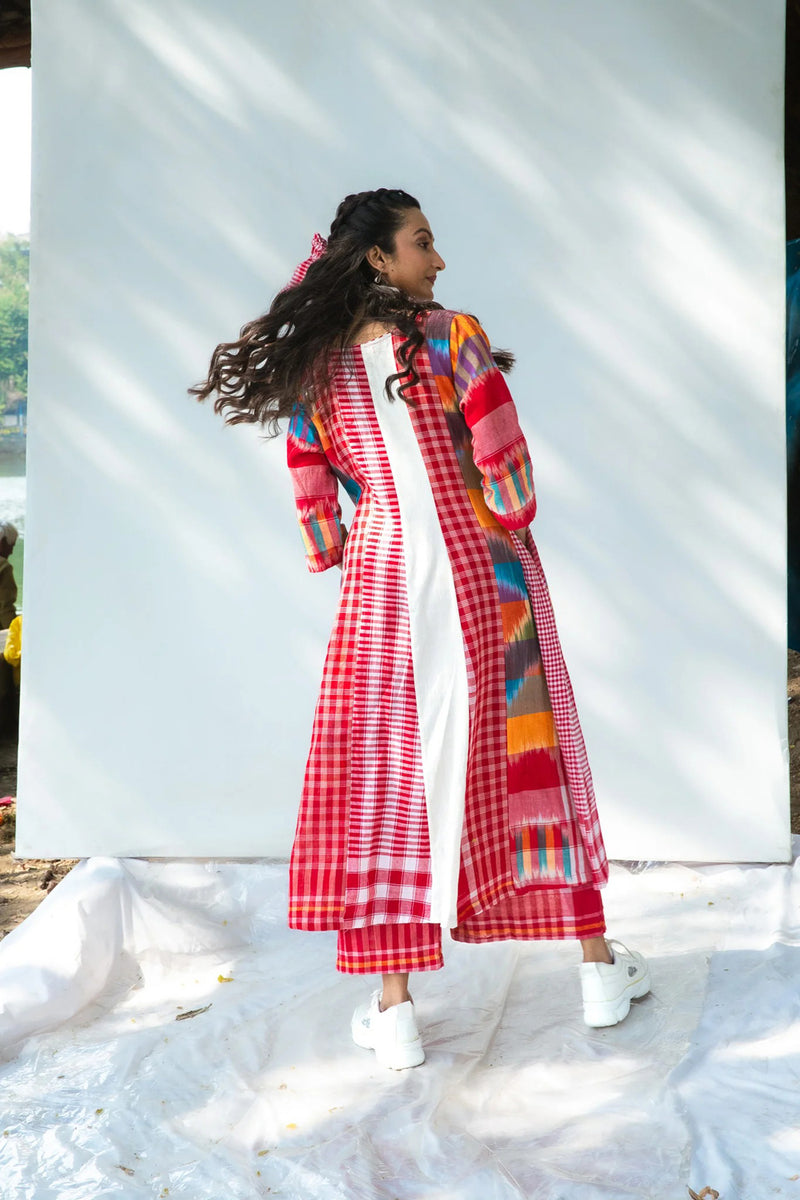 The Cloud Cluster 16 Panelled Set gamcha co-ord set by 145 East in multicolour, red, white for women in Singapore