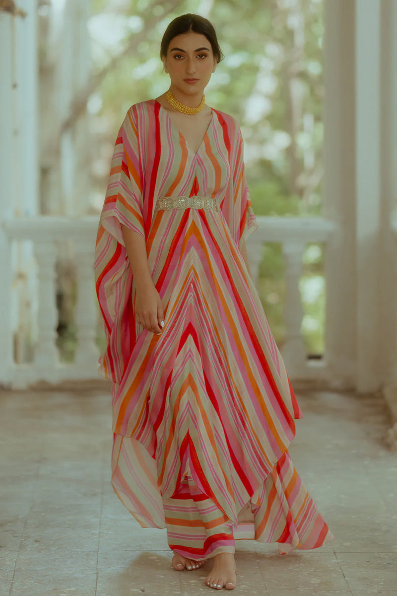 Osana Kaftan Set pure crepe indo-western by Paulmi & Harsh in multi-color for women in Singapore
