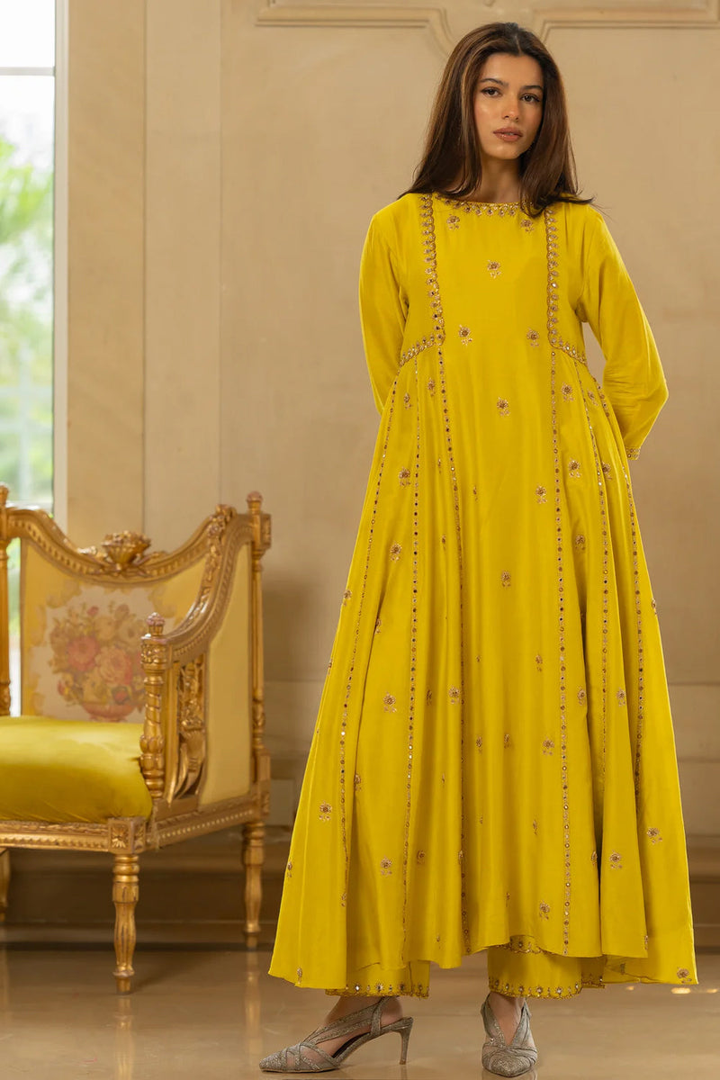 Tenley Kurta Set – Yellow chiniya silk kurta/kurta set by Paulmi & Harsh in yellow for women in Singapore