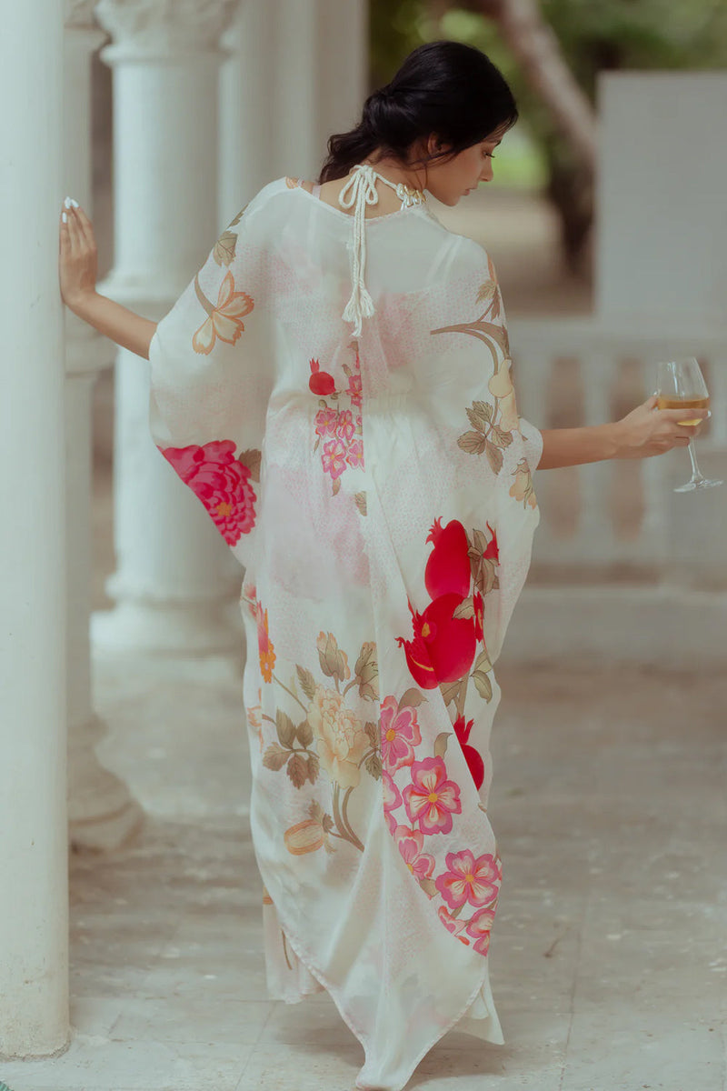 Della Dress Set tjacket – pure crepe indo-western by Paulmi & Harsh in white for women in Singapore