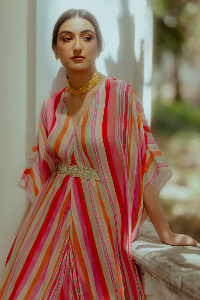 Osana Kaftan Set pure crepe indo-western by Paulmi & Harsh in multi-color for women in Singapore