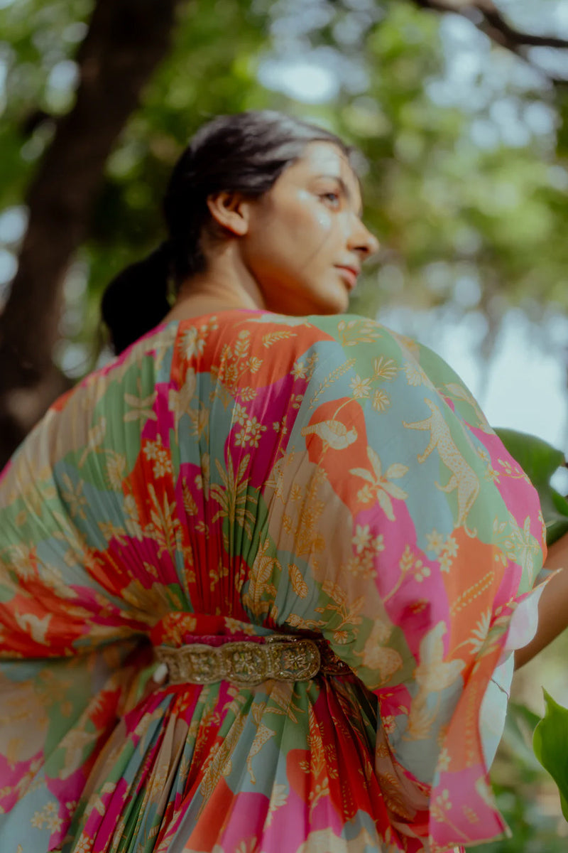 Sorrel Kaftan pure crepe indo-western by Paulmi & Harsh in sea green for women in Singapore