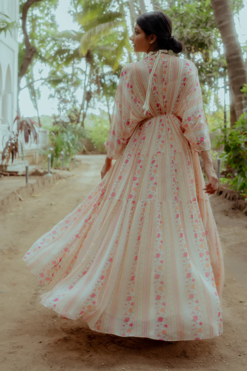 Kamaya Kaftan viscose georgette indo-western by Paulmi & Harsh in pink for women in Singapore