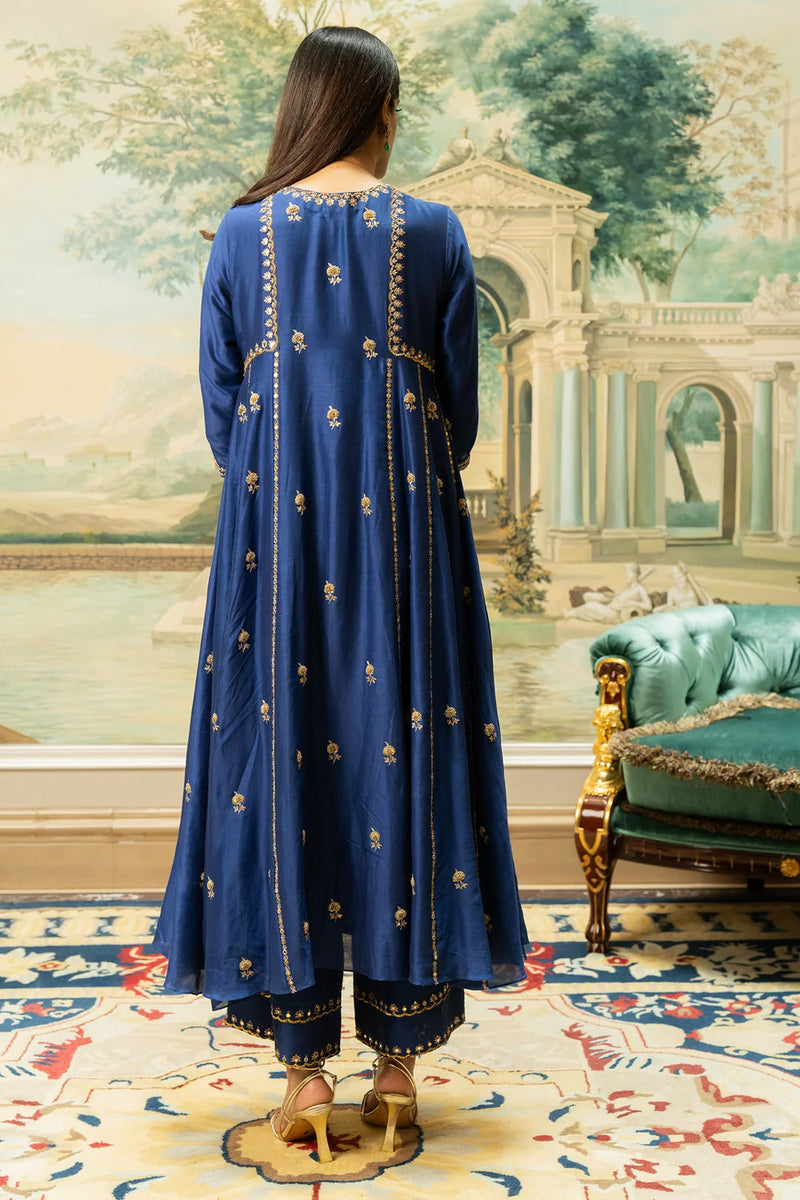 Tenley Kurta Set – Blue chiniya silk kurta/kurta set by Paulmi & Harsh in blue for women in Singapore