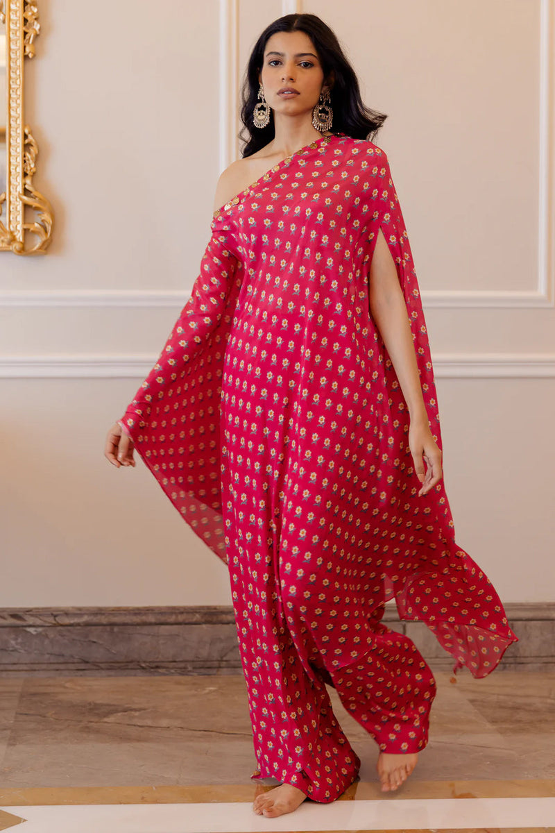 Lela Co-Ord Set viscose cotton silk indo-western by Paulmi & Harsh in pink for women in Singapore