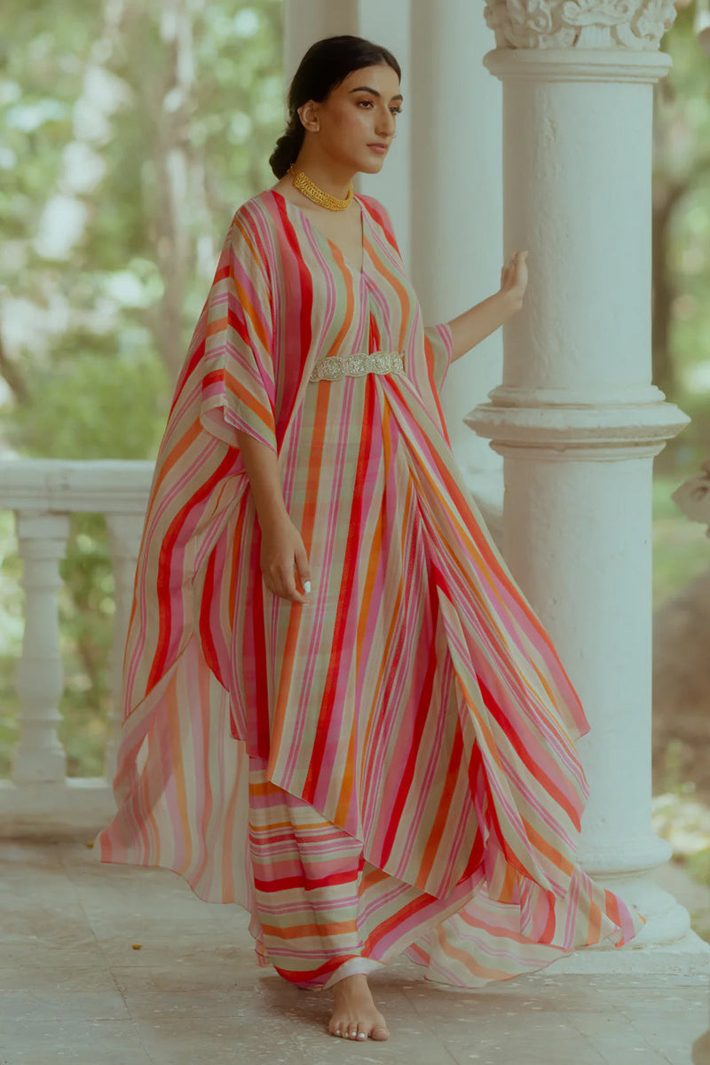 Osana Kaftan Set pure crepe indo-western by Paulmi & Harsh in multi-color for women in Singapore