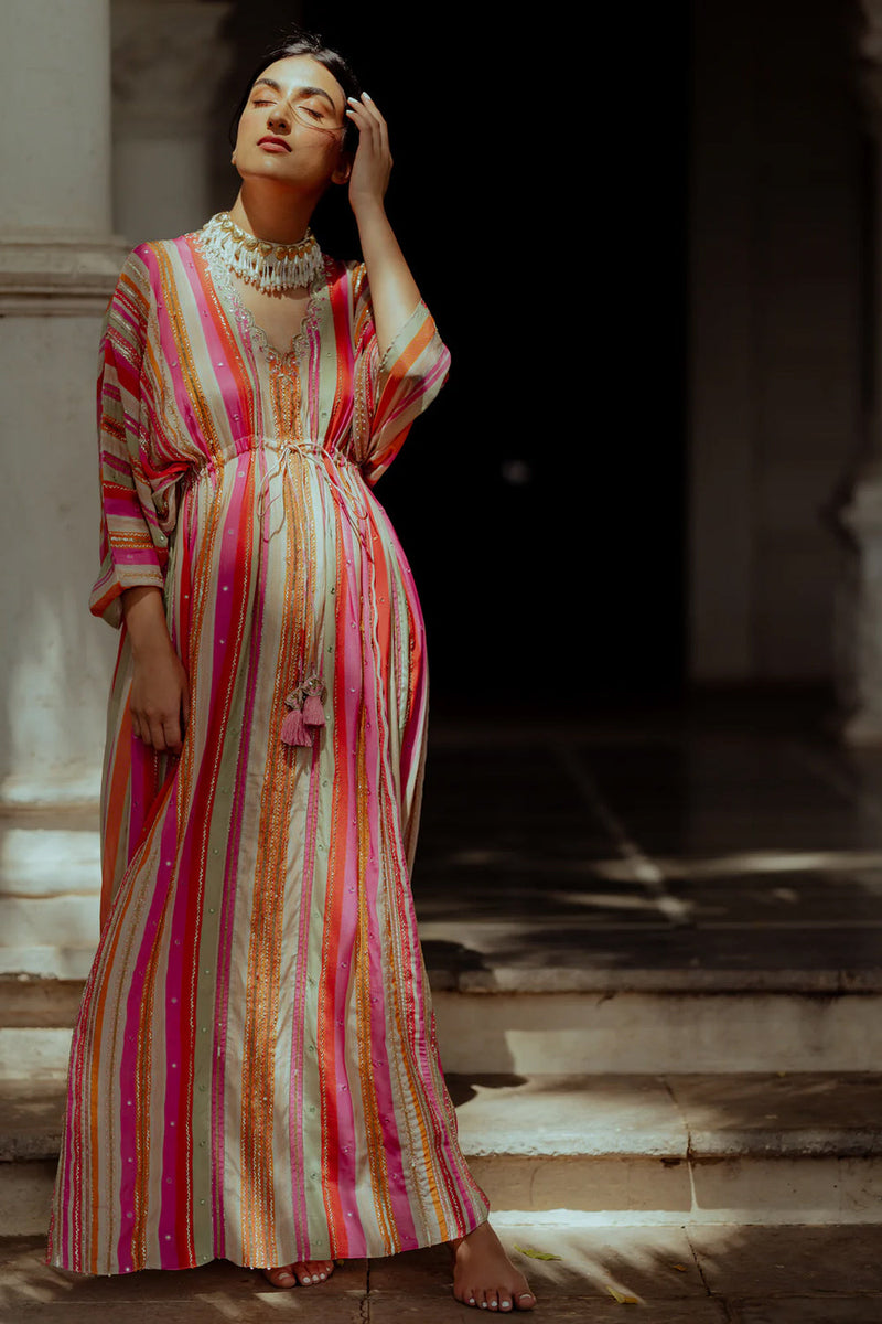 Klava Kaftan crepe indo-western by Paulmi & Harsh in multi-color for women in Singapore