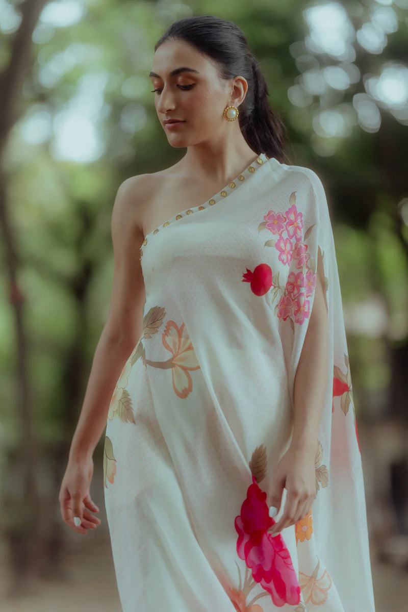 Calla Dress Set – Off White pure crepe kurta/kurta set by Paulmi & Harsh in white for women in Singapore