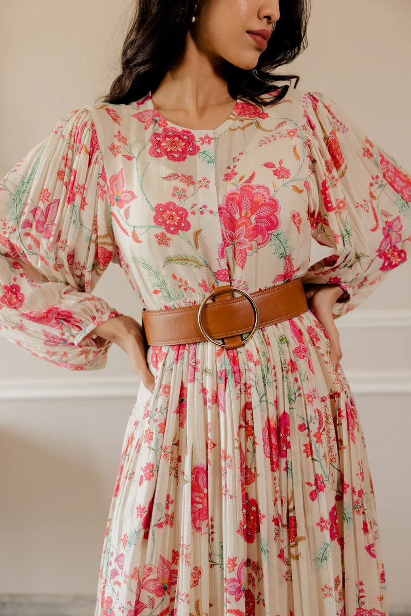 Haya Dress maxi dress - cotton silk indo-western by Paulmi & Harsh in ivory for women in Singapore