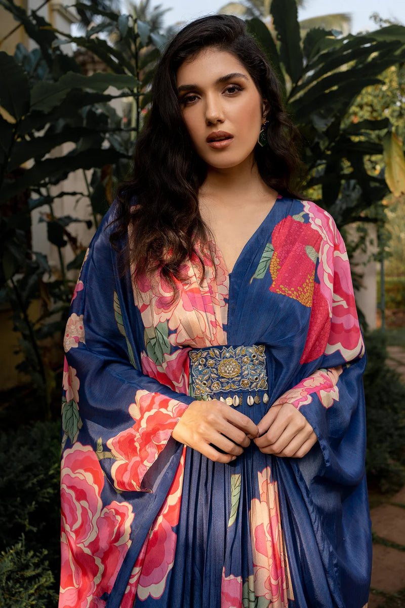 Constance Kaftan crepe indo-western by Paulmi & Harsh in blue for women in Singapore