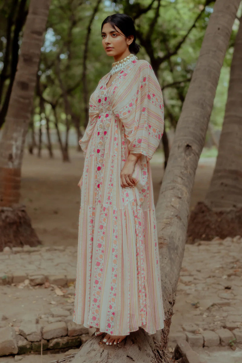 Kamaya Kaftan viscose georgette indo-western by Paulmi & Harsh in pink for women in Singapore