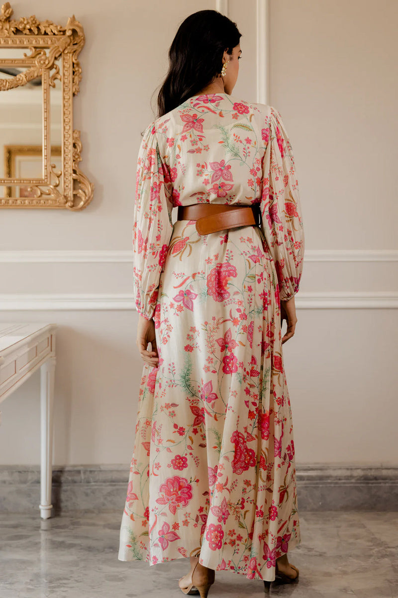 Haya Dress maxi dress - cotton silk indo-western by Paulmi & Harsh in ivory for women in Singapore