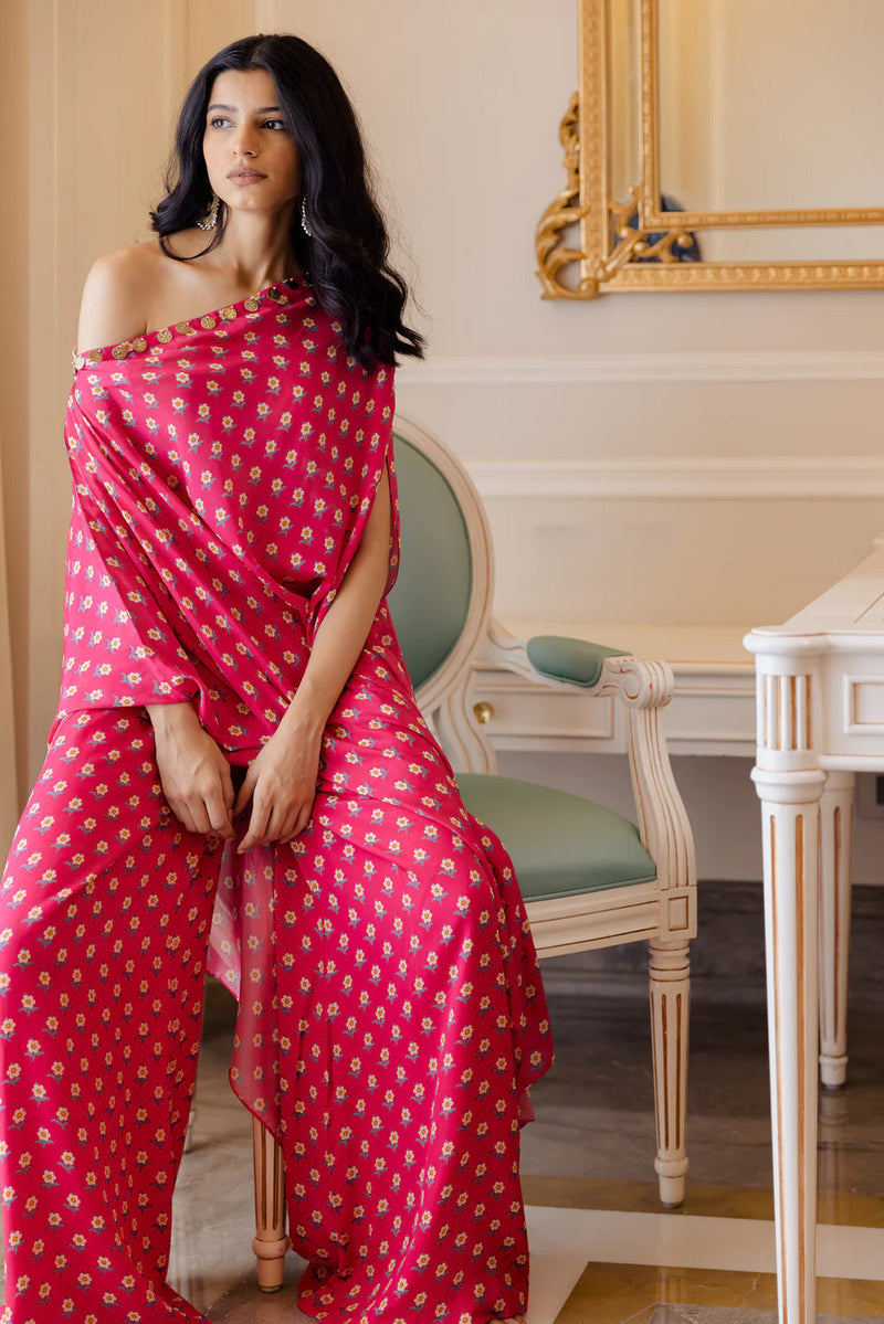 Lela Co-Ord Set viscose cotton silk indo-western by Paulmi & Harsh in pink for women in Singapore