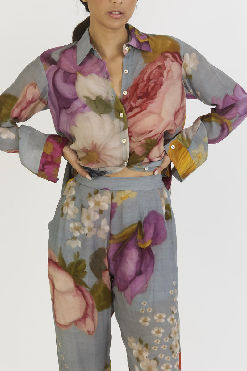 INDIGO ROSE CO-ORD by Yam in blue color for women in Singapore